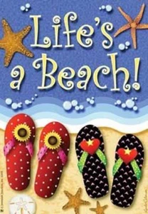 Flip Flops House Size Flag "Life's a Beach" - JFL083L - Picture 1 of 1