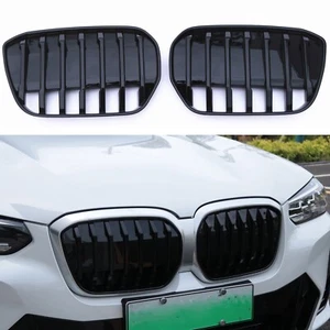 2x Front Bumper Kidney Grille Mesh Grill Cover For BMW IX3 2022 NEW Gloss Black - Picture 1 of 10
