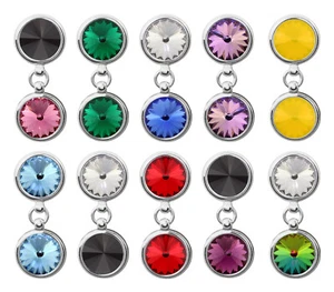 Sterling Silver Dangle Stud Posts made with 1122 8.3mm Primero® Crystals - Picture 1 of 35