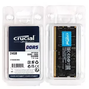 New Crucial 24GB DDR5 5600MHz PC5-44800 SODIMM Laptop Memory Ram CT24G56C46S5 - Picture 1 of 7