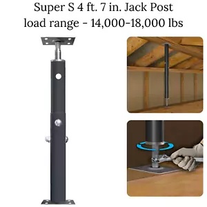 Jack Post Adjustable Floor-Support Basement Support Beam Column Pole 4 ft. 7 in. - Picture 1 of 6