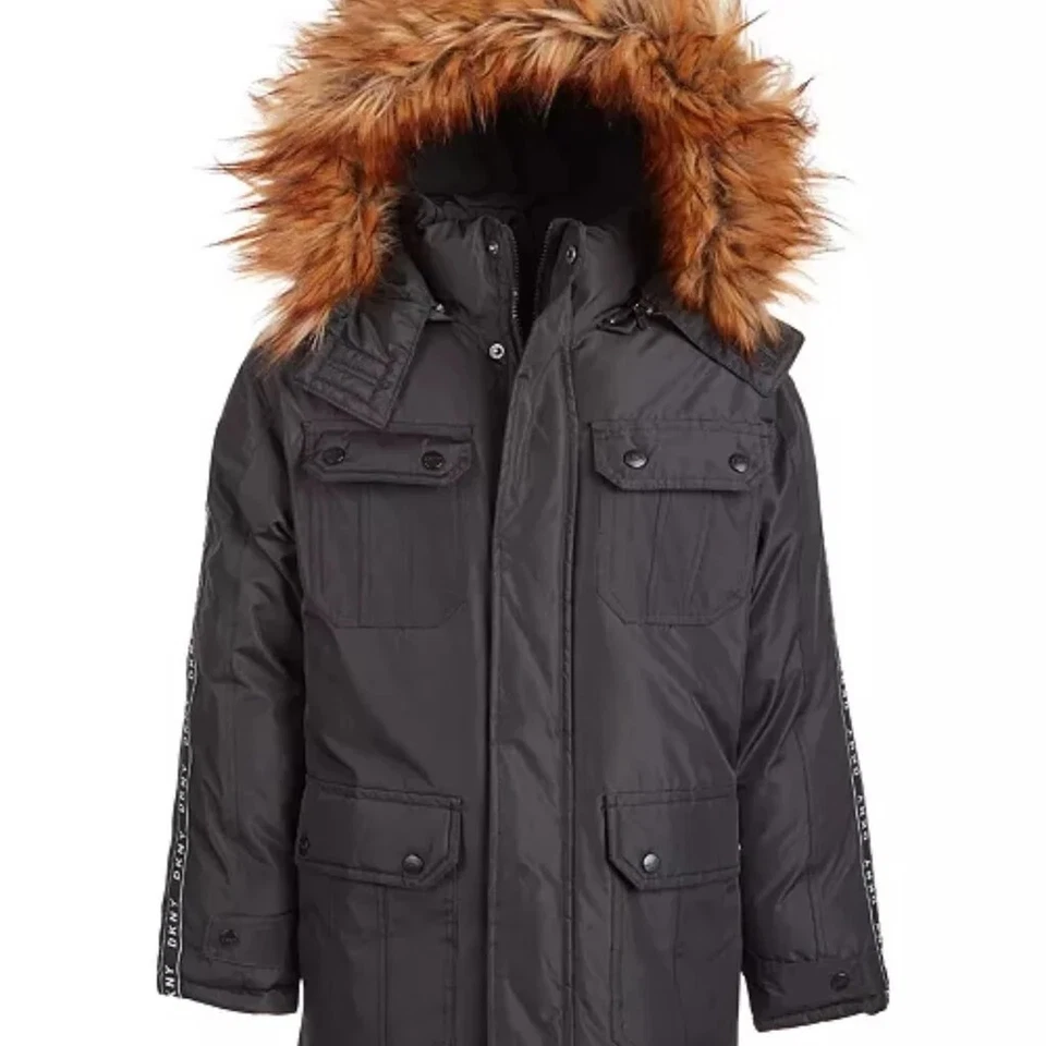 DKNY Big Boys Faux-Fur-Trim Parka (SP) size 8 - Image 1 of 1