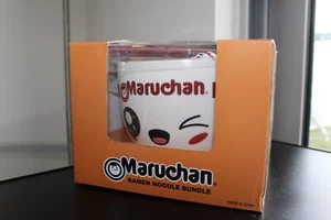 Maruchan Ramen Noodle Bowl Bundle Spoon Chopsticks & Chopstick Holder Winky Face