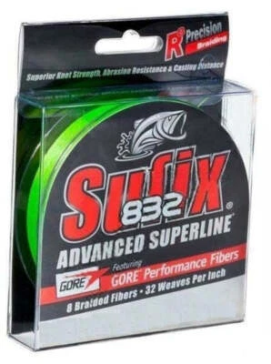 Sufix 832 Advanced Superline x8 Braid 150yd Neon Lime Fishing Line - Choose Lb B - image 1 of 2