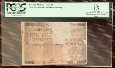 COLONIAL CURRENCY 1776 PCGS 15 Fine **READY TO SELL** **REDUCED $400** - Image 1 of 4