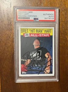 BRET HART SIGNED 2016 TOPPS CARD SLABBED PSA/DNA#84778106 - Picture 1 of 2