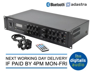Adastra A4 Dual Zone 4 x 200W PA Amplifier With Bluetooth USB SD FM MP3 AUX RCA