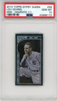Lou Gehrig - 2015 Topps Gypsy Queen Mini Graphite PSA 10 1/1 - Image 1 of 2