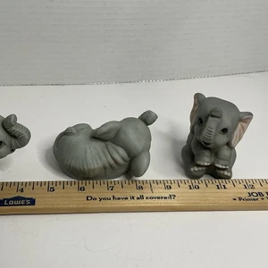 Elefanten Figuren Homco Vintage Keramik # 1400 3er Set Babys Top Zustand - Bild 1 von 9