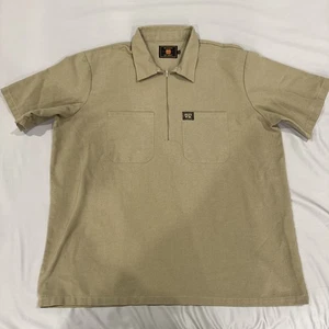 Camisa FB County Para Hombre L Marrón 1/2 Cremallera Cuello Pullover Bolsillo Manga Corta - Imagen 1 de 11