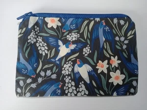 Handmade Scrubbies Lined Organic Cotton Fabric Zippy Coin Purse : Bird Design - Picture 1 of 3