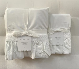 Pottery Barn LOVESHACKFANCY RUFFLE CROCHET Queen Sheet Set & 2 Std Pillowcases - Picture 1 of 3