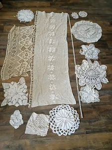 Vintage Antik Handgehäkelt Deckchen Tischdecke Weiß Deckchen Tischdecke Spitze - Bild 1 von 24