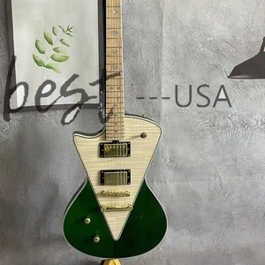 Green Body Armada Musician Left Handed Electric Guitar HH Pickup Gold Part - Picture 1 of 7