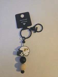 Purdue University Helmet Silicone Bead Charm Keychain - Picture 1 of 1