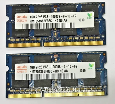 HYNIX 8 GB (2x4 GB) DDR3 SODIMM HMT351S6BFR8C-H9 NO AA PC3-10600S-9-10-F2 #R2604 - Immagine 1 di 2