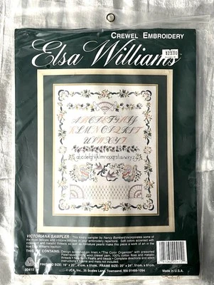 Elsa Williams Crewel Embroidery Kit Victoriana Sampler Wool Yarn On Linen 00415 - Image 1 of 4