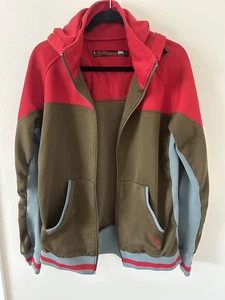 Volcom Epidermis Y2K Hoodie Jacket Red/Brown Sz L Full Zip Missing Zipper Read - Picture 1 of 5