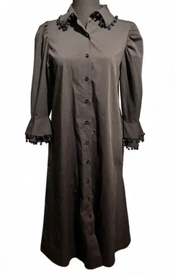 Love By Design Women’s Black Long Sleeved Button Down Maxi dress Tassels Size S - Image 1 of 4