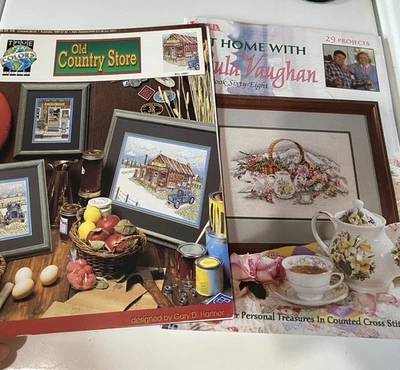 Lot 2 Vintage Cross Stitch Booklets, 29 Projects At Home Vaughan, Old Country - Image 1 of 4