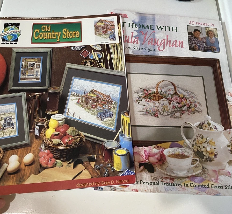 Lot 2 Vintage Cross Stitch Booklets, 29 Projects At Home Vaughan, Old Country - Image 1 of 4
