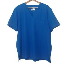Adar Addition Scrubs Men 2XL Classic V Neck Scrub Top Short Sleeve Shirt Blue
