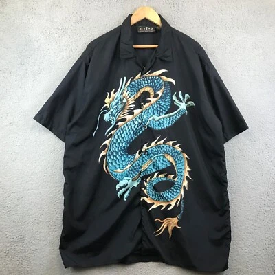 Vintage D.F.X Button Up Shirt Mens Dragon Print Short Sleeve XL - Image 1 of 4