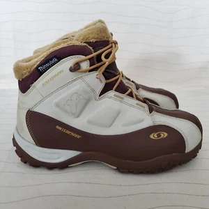 Salomon Womens TS Waterproof Thinsulate Brown Cream Winter Boots Size 10 - Picture 1 of 15