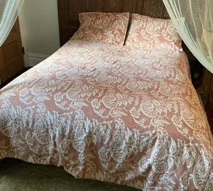 Pottery Barn Allessandra KING Duvet Cover +2 Pillowcases Linen/Cotton Terracotta - Picture 1 of 24