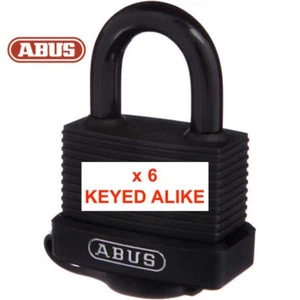 Bulk Lot of 6 x Keyed Alike ABUS Outdoor Weatherproof Padlocks -FREE POSTAGE - Picture 1 of 5