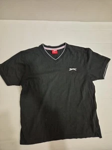 Slazenger Mens Black Cotton T-Shirt Size 2XL V-Neck - Picture 1 of 5