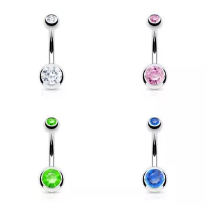 Premium Bauchnabel 316L Chirurgenstahl **CZ FARBE EDELSTEINSTAB** - Farbe wählbar! - Bild 1 von 5