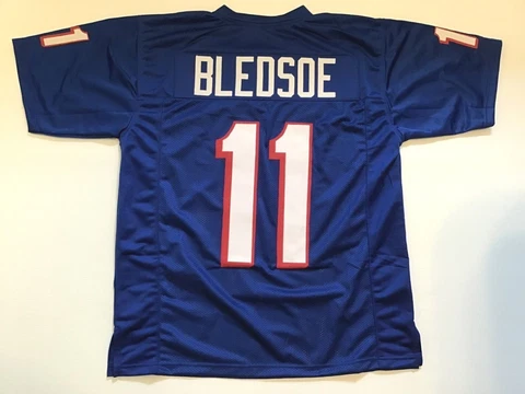 UNSIGNED CUSTOM Sewn Stitched Drew Bledsoe Blue Jersey - M, L, XL, 2XL Cover