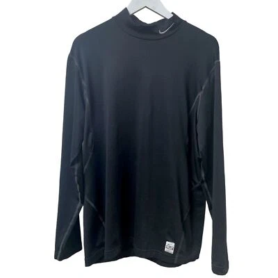 NIKE PRO Combat Hombres Top XL Negro Dri-Fit Cuello Simulado Pullover Ajustado Cálido Foto 1 de 4