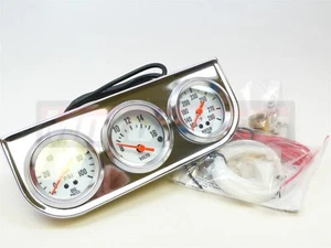 2" Triple Mechanical Gauge Kit Oil Pressure Water Volt AMP Meter Universal Rod  - Picture 1 of 3