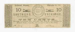 1861 10c S.P. Cocke / Southern Exchange - Richmond, VIRGINIA Scrip - Picture 1 of 2
