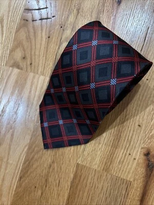 Corbata para hombre Kilburne & Finch roja geométrica 100 % seda Foto 1 de 4