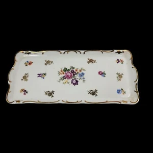 VINTAGE PORZELLAN deutsche ROSE BLUMENSCHALE SCHMUCKTABLETT 10 x 5" - Bild 1 von 4