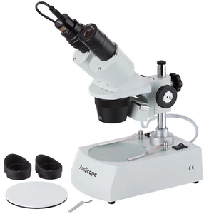 AmScope SE306R-P-E 20X-40X Stereo Two Light Microscope with USB Camera - Picture 1 of 8