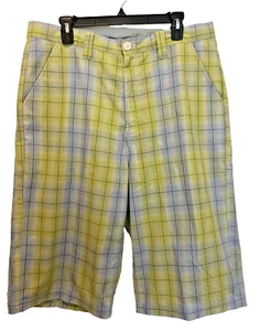 New Mens Southpole Athletic Collection Shorts Sz 36 Green/Blue Plaid Long - Picture 1 of 7