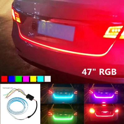47" RGB LED Car Rear Trunk Strip Double Flash Tailgate Brake Drive Signal Light - Image 1 of 4