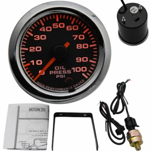 2" 52mm 7 Colors LED Car Truck Oil Pressure Gauge Meter 0-100PSI With Sensor 12V - Picture 1 of 12