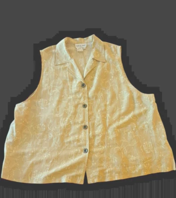 Camisa David Dart Mujer Mezcla de Lino Abotonada Floral Sin Mangas Talla 3XL Foto 1 de 4