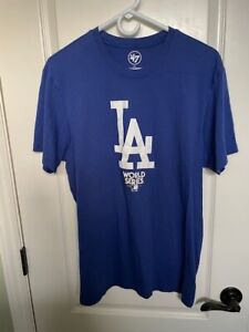 Los Angeles Dodgers World Series T Shirt Men's Large Blue 2017 MLB Baseball 47