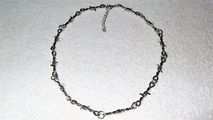 Choker Necklace Jewelry Barb Barbed Wire Chain Goth Punk Rock Prison Less More - Picture 1 of 2