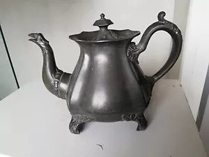 Antique pewter teapot J Wolstenholme Sheffield 1824-1857 birds head spout - Picture 1 of 12