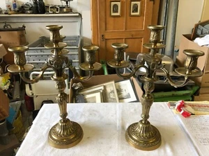 Dos velas antiguas Art Nouveau H 40 cm metal bronce - Imagen 1 de 1