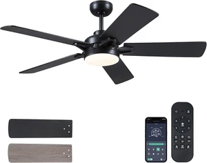 52 Inch Ceiling Fan & Lights Remote Control 3CCT Dimmable 6 Speeds Indoor Outdoo - Picture 1 of 12
