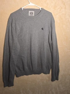 Express Men’s Gray Crewneck Sweater XL Lion Logo Cotton Knit Pullover 192 - Picture 1 of 5