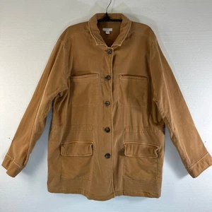 J. Jill Utility-Jacke Damen L hellbraun lässig mit Knopfleiste Baumwollmischung - Bild 1 von 9